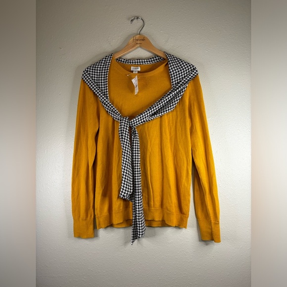 J. Crew Long Sleeve Sweater With Scarf | Medium | Mustard Yellow - Picture 1 of 3